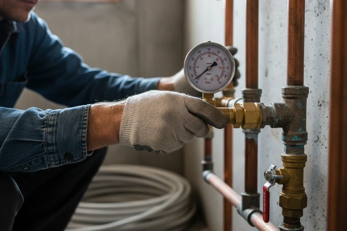 Pressure testing a repaired line during Water Line Repair in Isabella